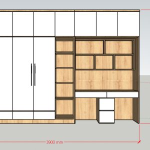 Tủ quần áo 3.9x2.6m kết hợp bàn học